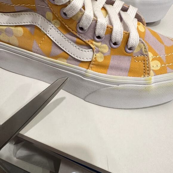 Vans Womens Sz 7 Yellow Floral Sk8-Hi Tapered Stackform Sneakers Casual Festival - Picture 9 of 10